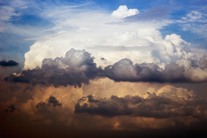 Dramatic clouds in a blue sky