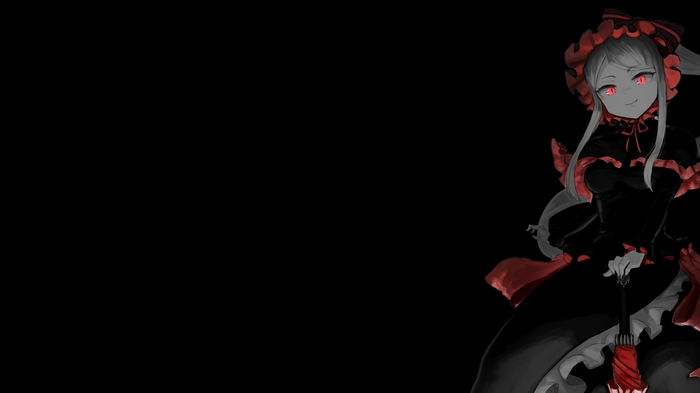 Overlord anime girl with red eyes and black dress
