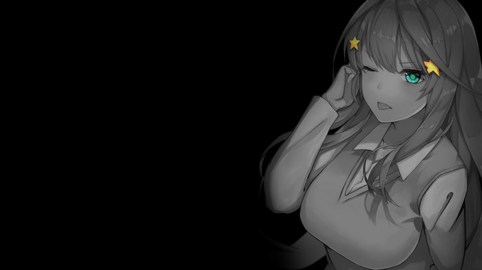 Anime girl with selective coloring and star hair clips