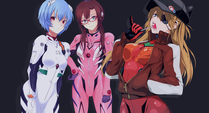 Neon Genesis Evangelion: Rei, Mari, and Asuka
