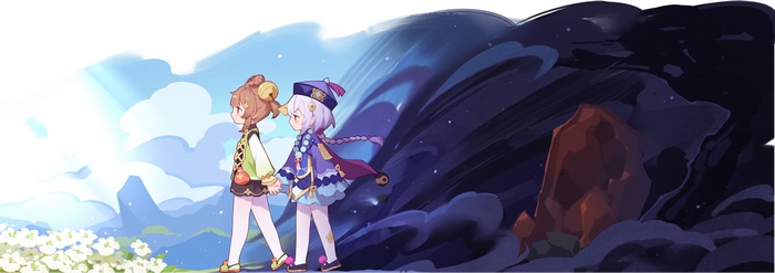 Genshin Impact fan art of Yaoyao and Qiqi