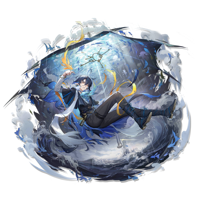 Arknights character with keys and fish