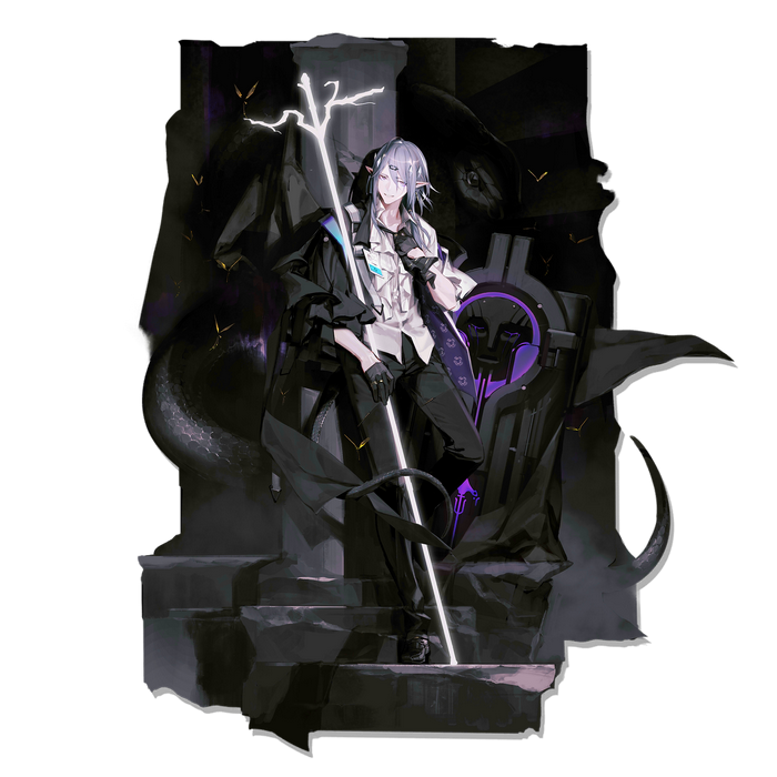 Arknights character with a lightning staff