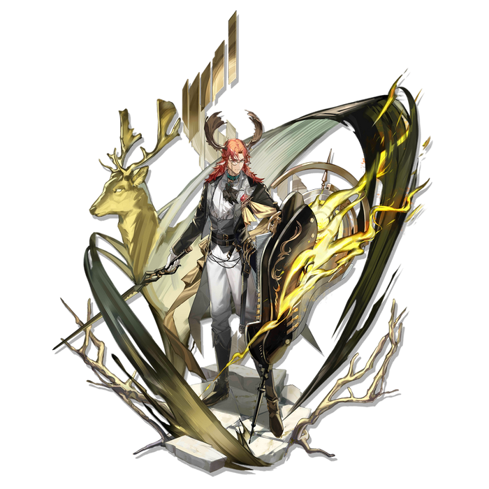Arknights character with deer and shield