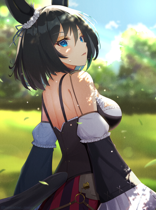 Eishin Flash from Uma Musume Pretty Derby in a sunny field