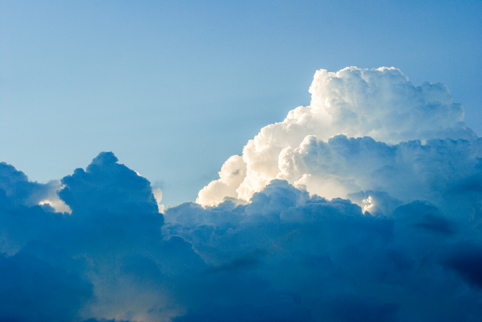 4K Cumulus Clouds in Blue Sky with Sunlight