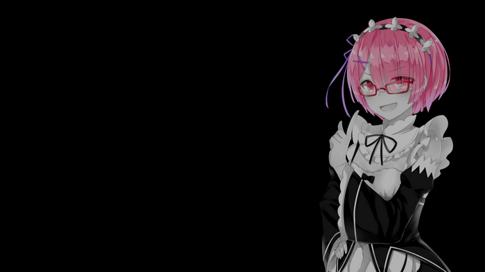 Ram from Re:Zero with pink hair and glasses