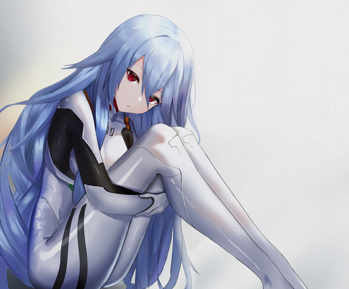 Ayanami Rei in a white bodysuit