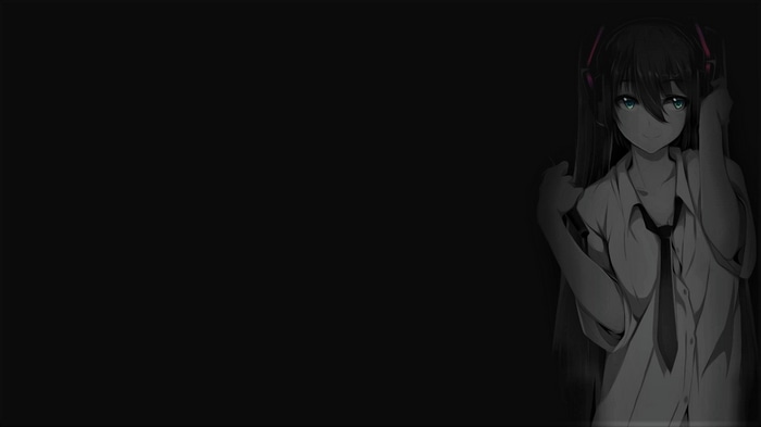 black background, Hatsune Miku, selective coloring, dark background, HD ...