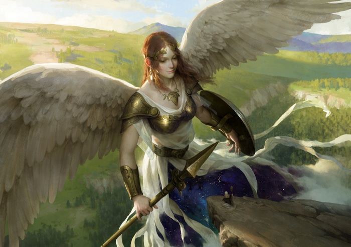 Angel with Spear and Shield in a Landscape