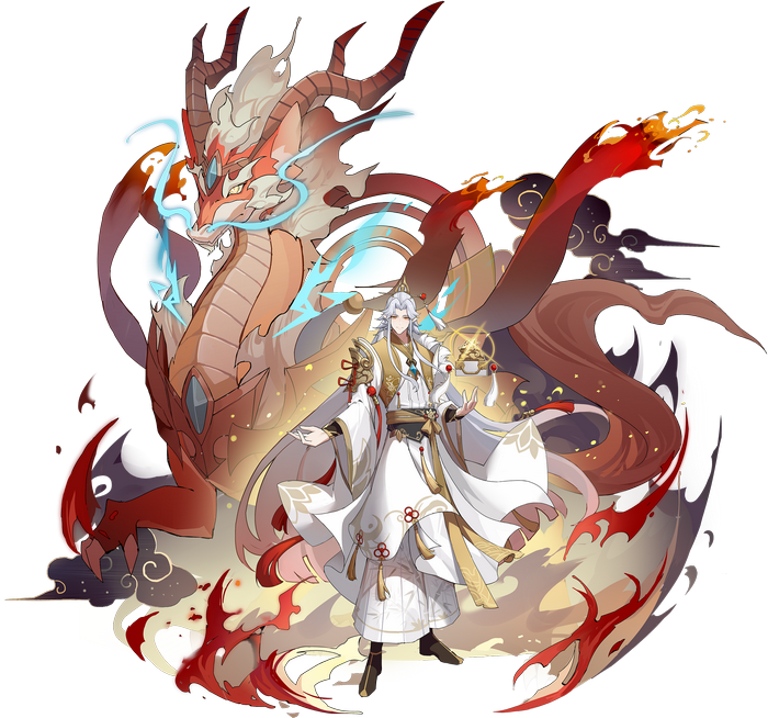 Man in Chinese clothing with a dragon