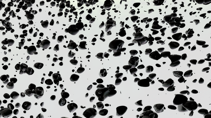 Abstract 3D Black Objects with Reflections on White Background