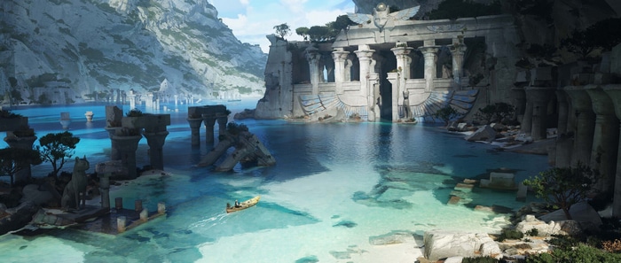 Ancient Egyptian ruins by the water