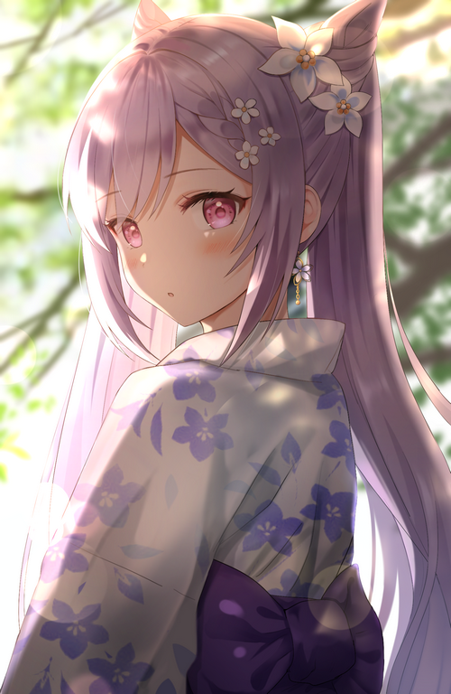Keqing from Genshin Impact in a yukata