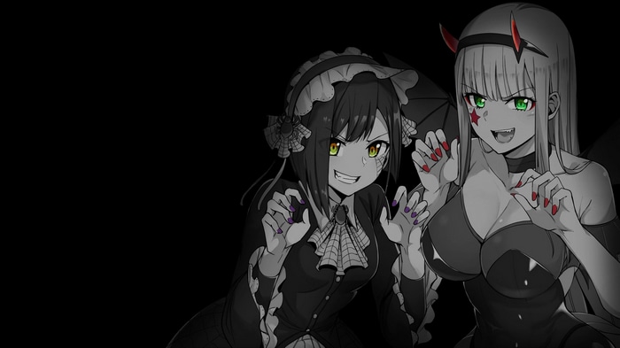 Zero Two and Ichigo in Gothic Outfits