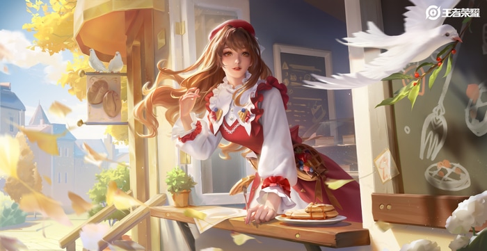 4K Honor of Kings girl with pancakes and dove