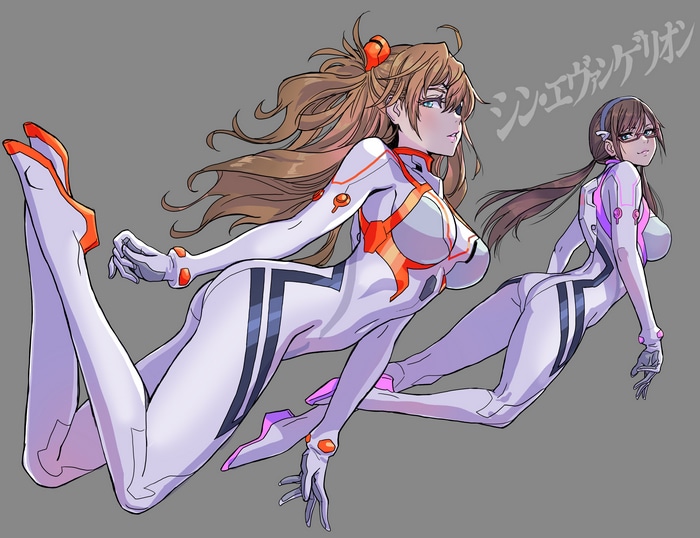 Asuka Langley Soryu and Mari Illustrious in Evangelion suits