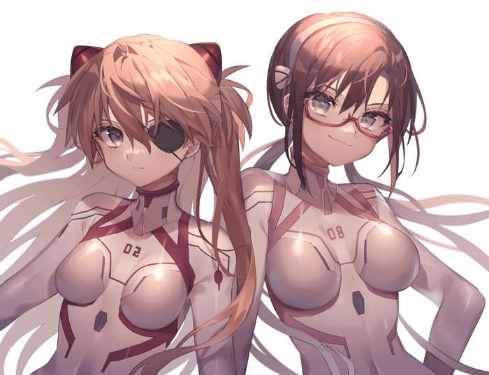 Asuka Langley Soryu and Mari Makinami Illustrious in Evangelion suits