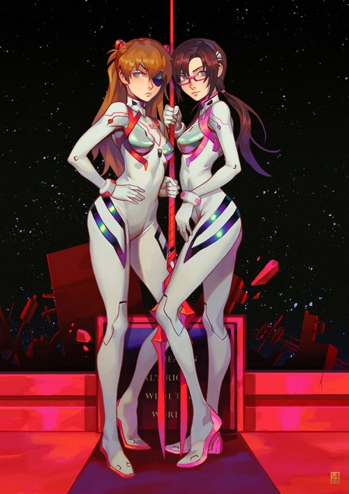 Asuka Langley Soryu and Mari Makinami Illustrious