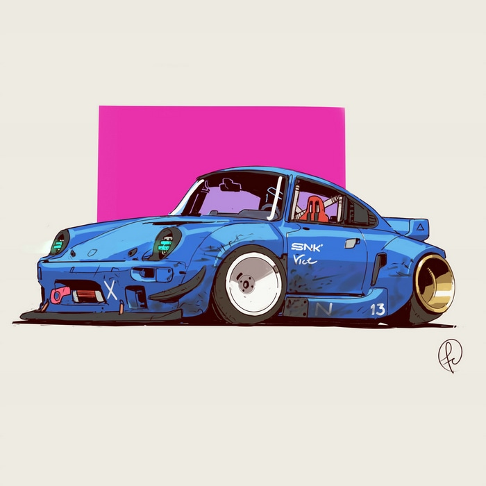 Blue Cyberpunk Porsche 911 by Fernando Correa