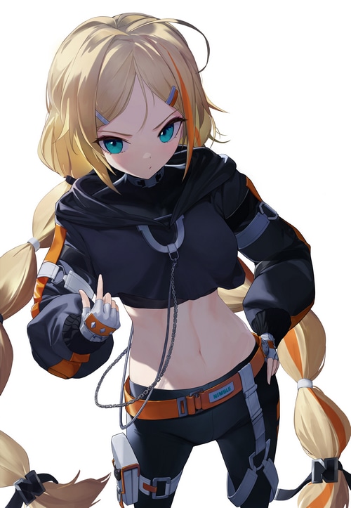Anime girl with blonde hair and blue eyes