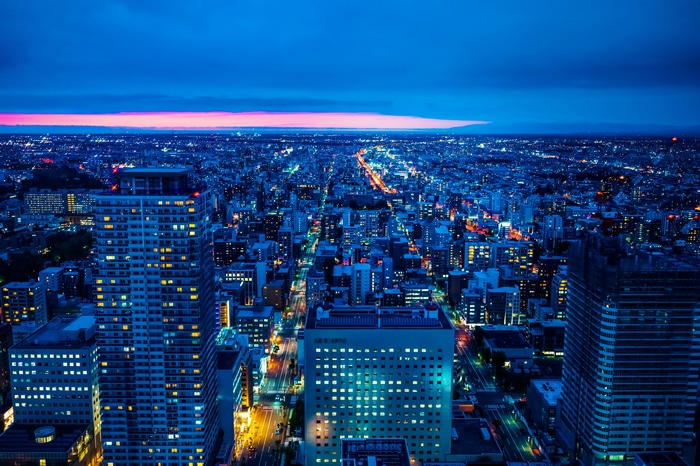 4K Night Cityscape with Lights