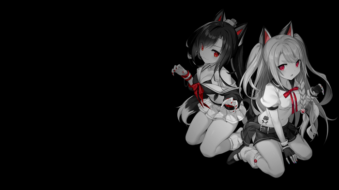4K Cat Girls with Red Eyes and Ears