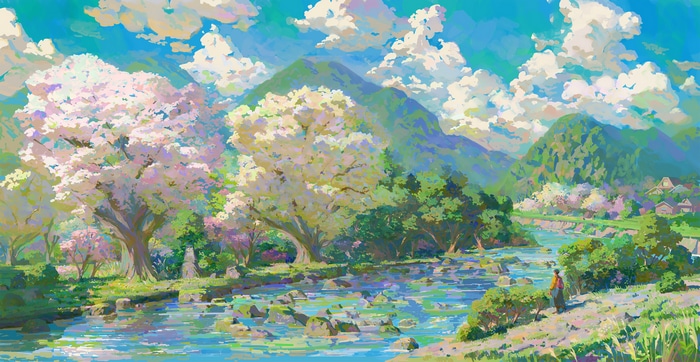 Pastel fantasy art of trees and clouds by Slawek Fedorczuk