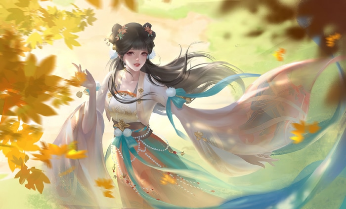 Diao Chan from Honor of Kings in a flowing dress