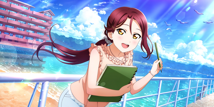 Sakurauchi Riko from Love Live! Sunshine drawing by the sea