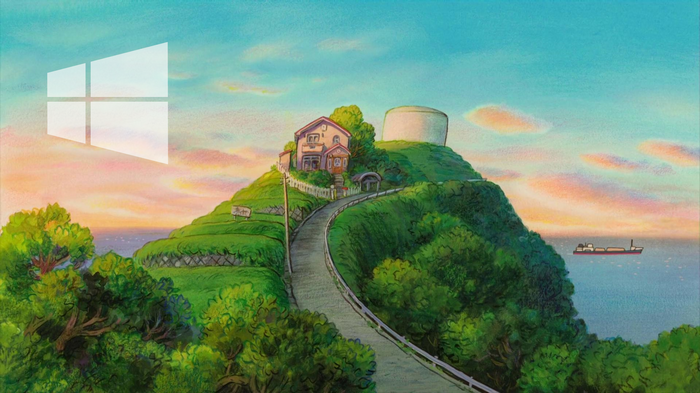 Ponyo landscape with road and Windows logo