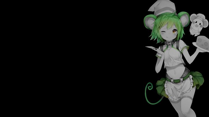 4K anime girl with green hair and cheese