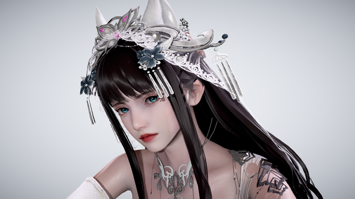 Fantasy CGI girl with elaborate headdress