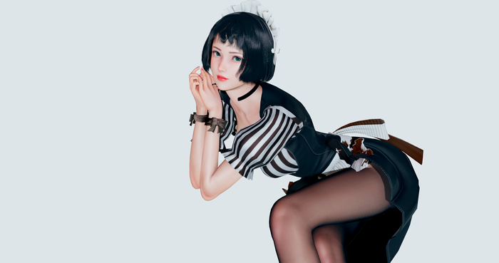 Maid outfit woman with legs