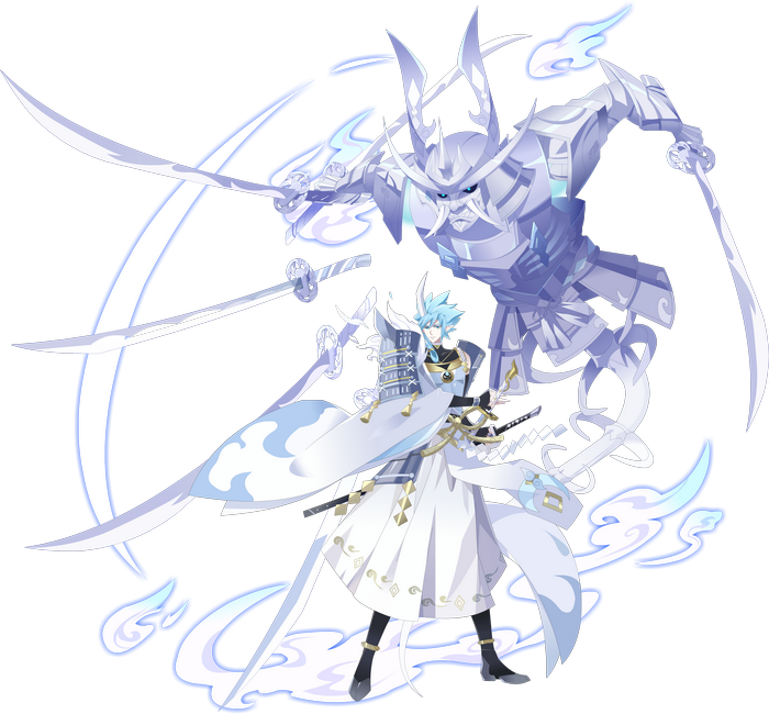 Samurai with spectral armor and swords