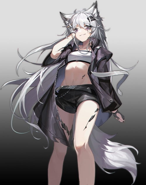 Anime girl with fox ears and tail