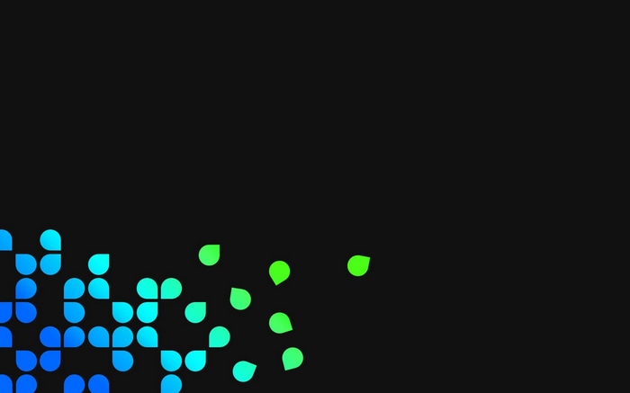 Abstract blue and green shapes on a dark background