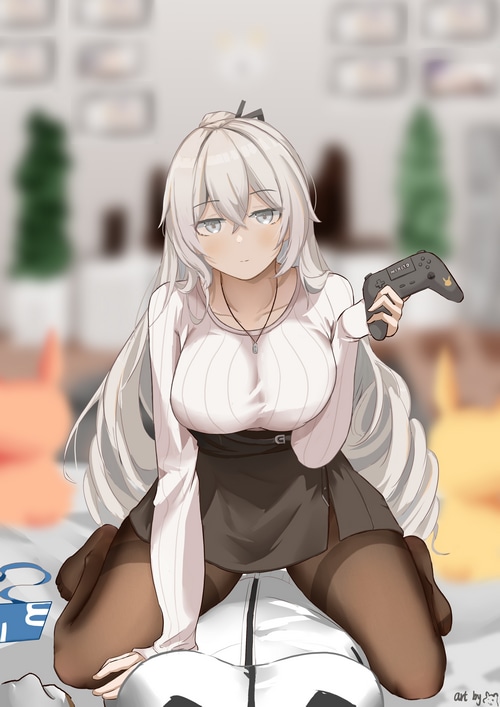Bronya Zaychik from Honkai Impact 3rd holding a controller