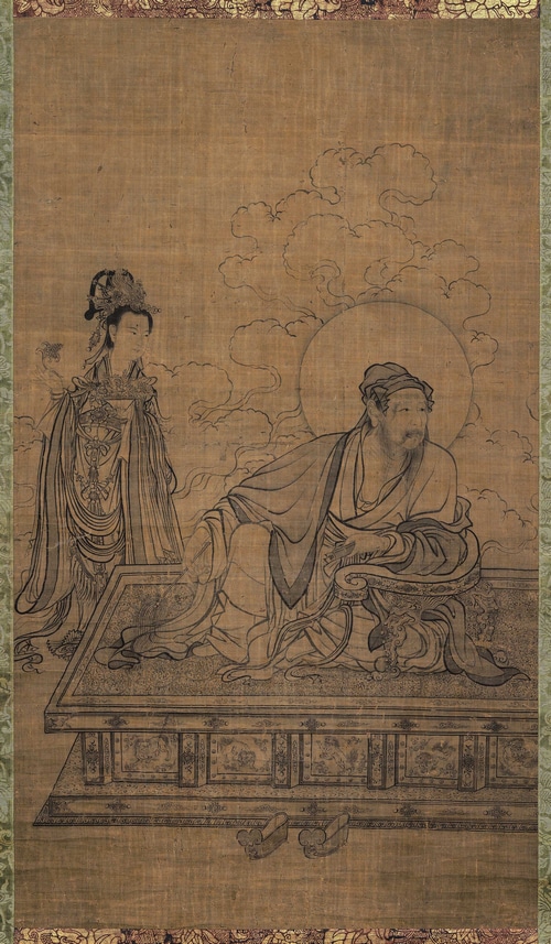 Drawing of a Woman and a Man on a Platform