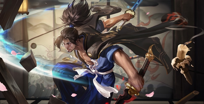 Samurai with swords in action