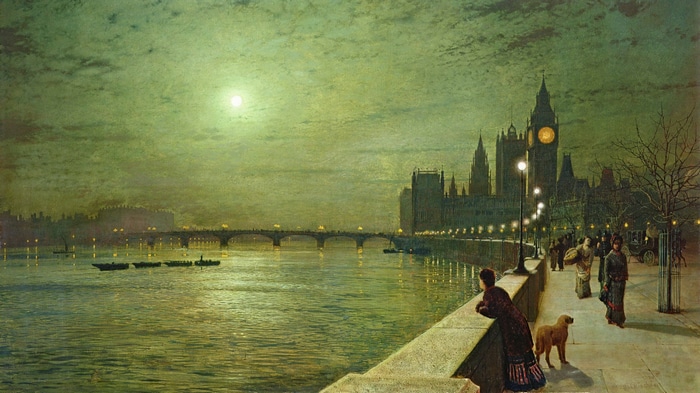 Night scene of the River Thames with Big Ben