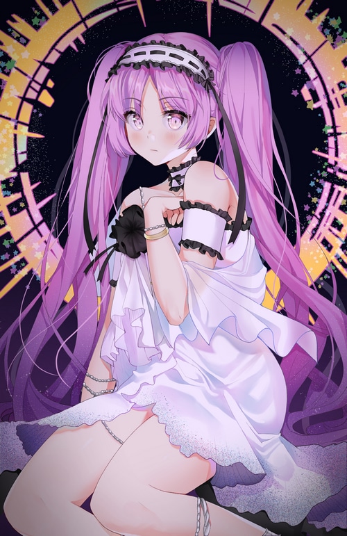 Stheno from Fate/Hollow Ataraxia with purple twintails