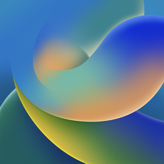 Abstract blue and yellow waveforms on a blue background