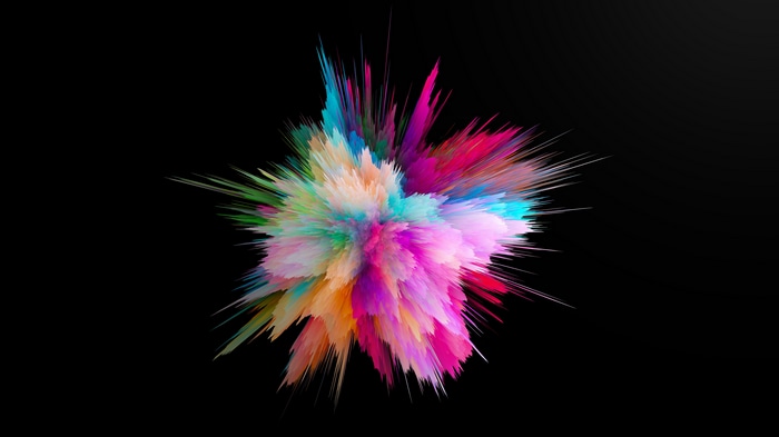 4K colorful abstract explosion on black background