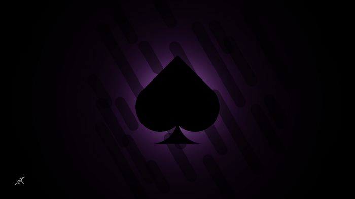 Black spade illustration on a purple background