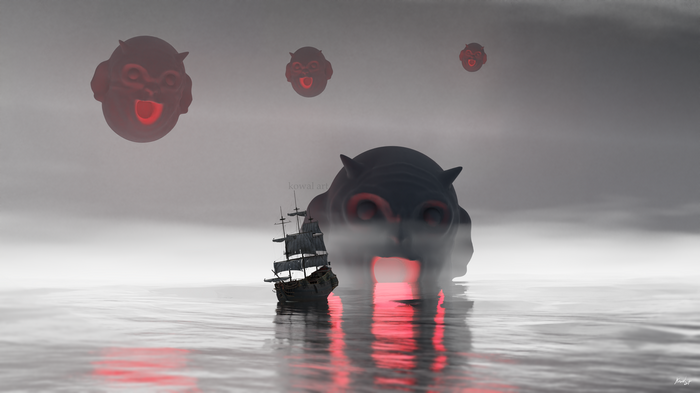 KowalArt's Creepy Sea Creatures and Ship