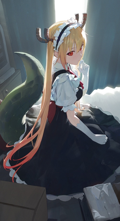 Tohru from Kobayashi-san Chi no Maid Dragon in a maid outfit