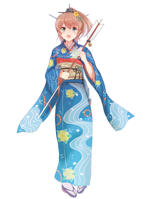 Kantai Collection Kumano in blue kimono with arrow