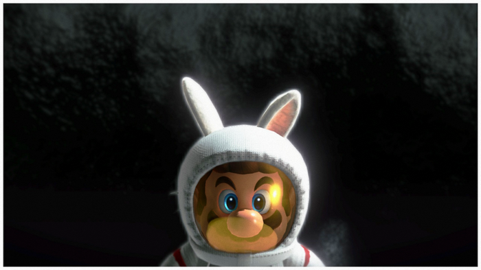 Mario in a bunny suit in space
