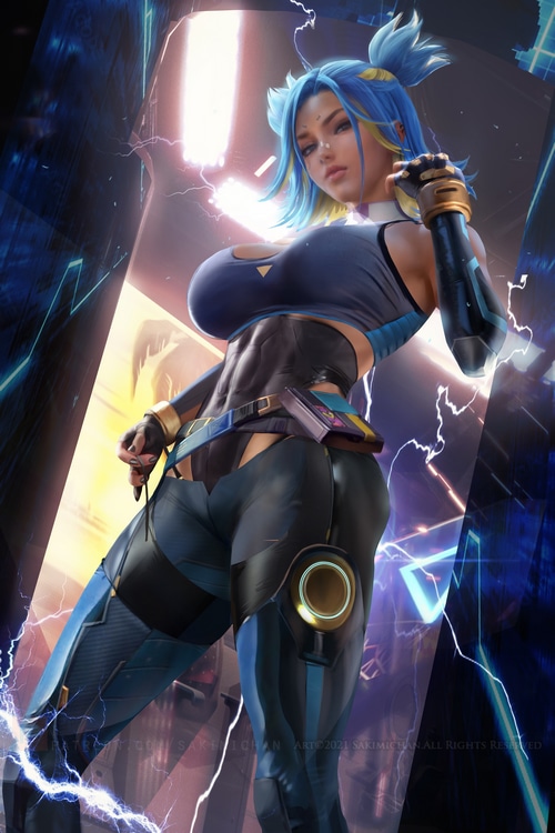 Jett from Valorant fan art by Sakimichan